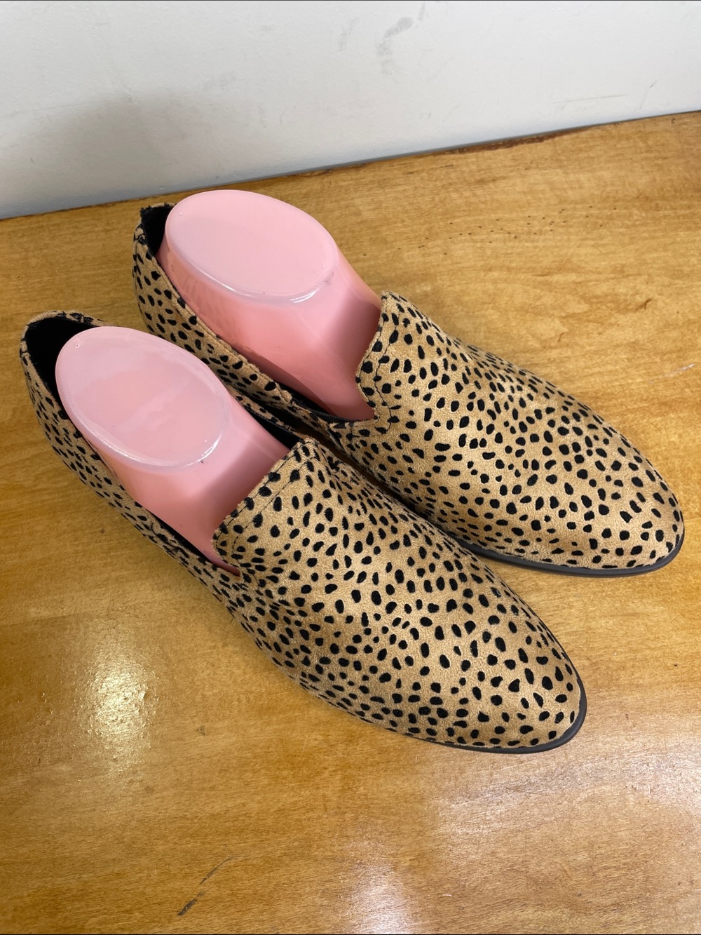 Pierre Dumas Tan and Black Cheetah-Print Slip-Ons. Size 11
